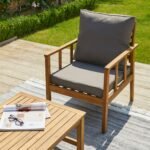 Outlet - Harrelson Wooden Garden Sofa Set - Grey Cushions - Image 6