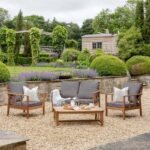 Outlet - Harrelson Wooden Garden Sofa Set - Grey Cushions - Image 7