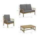 Outlet - Harrelson Wooden Garden Sofa Set - Grey Cushions - Image 8