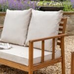 Harrelson Wooden Garden Sofa Set with Grey Lean Over Parasol - Natural - Image 8