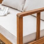 Harrelson Wooden Garden Sofa Set with Grey Lean Over Parasol - Natural - Image 10