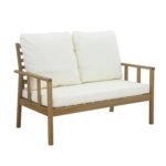 Harrelson Wooden Garden Sofa Set with Grey LED Premium Cantilever Parasol - Natural - Image 17