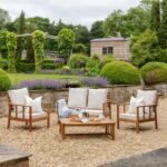 Harrelson Wooden Garden Sofa Set with Grey LED Premium Cantilever Parasol - Natural - Image 2