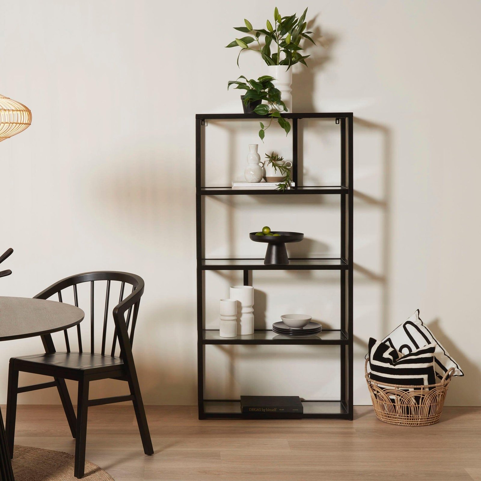 harris-metal-bookcase-laura-james-1 Harris Glass and Black Metal Tall Bookcase