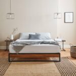 Heeley King Size Platform Bed - Black Metal & Wood Effect - Image 2