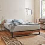 Heeley King Size Platform Bed - Black Metal & Wood Effect - Image 4