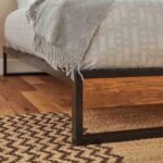Heeley King Size Platform Bed - Black Metal & Wood Effect - Image 5