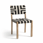 Willow 4 Seater Wooden Brushed Light Acacia Round Garden Dining Set with Saffron Black and Beige Chairs - Image 9