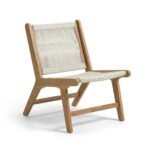 Seren White Acacia Occasional Garden Chair - Beige Rope - Image 9