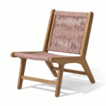 Seren White Acacia Occasional Garden Chair - Mottled Pink Rope - Image 9