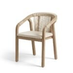 Shiro 6 Seater Wooden Garden Dining Set with Shiro Beige Rope Chairs & Bench - 180cm - Image 13