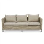 Aria 3 Seater Rattan Sofa Set with Footstool and Coffee Table - Light Grey - Image 8
