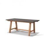 Shiro Brushed Light Acacia Garden Dining Table - Dove Grey Concrete - Image 5