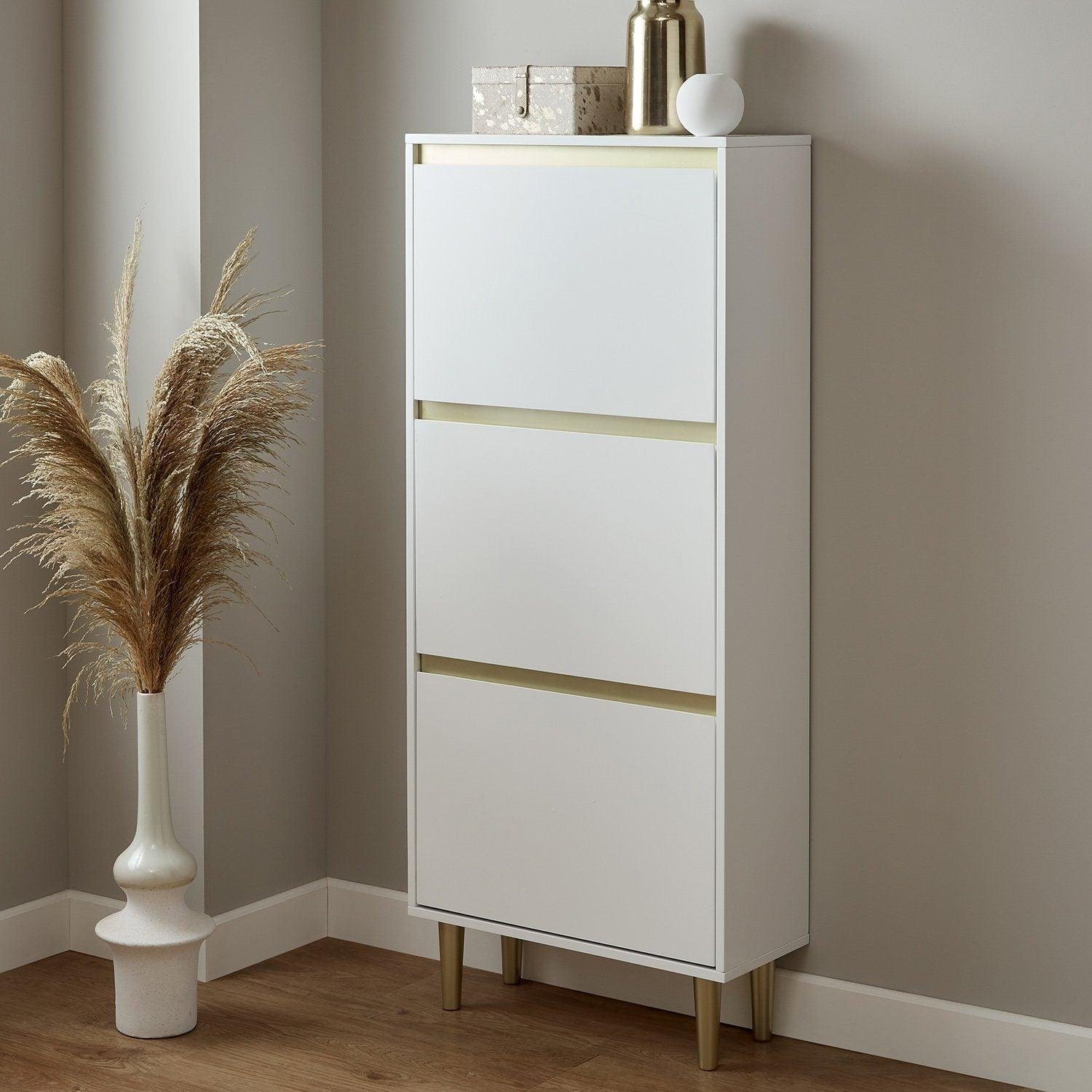 iliana-shoe-cabinet-3-door-white-laura-james-1_7867c871-8ef9-4573-bad2-49880c460909 Iliana Shoe Cabinet - 3 Door - White