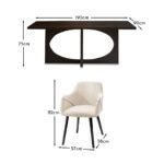 Jade Jet Black Rectangular Acacia Dining Table Set - 6 Seater - Freya Boucle Armchairs with Black Legs - Image 11