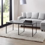 Jay Concrete Effect Coffee Table Set - Black Frame - Image 2