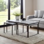 Jay Marble Effect Coffee Table Set - Black Frame