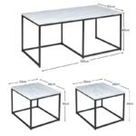 Jay Marble Effect Coffee Table Set - Black Frame - Image 6
