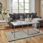 Jay Marble Effect Coffee Table Set - Chrome Frame - Image 3