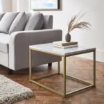 Outlet - Jay Coffee Table & Side Table Set - Marble Effect & Gold - Image 3