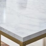 Outlet - Jay Coffee Table & Side Table Set - Marble Effect & Gold - Image 6