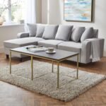 Jay Walnut Coffee Table Set - Gold Frame - Image 2