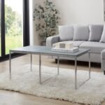 Jay Concrete Effect Coffee Table - Chrome Frame