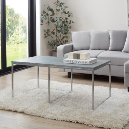 Jay Concrete Effect Coffee Table - Chrome Frame
