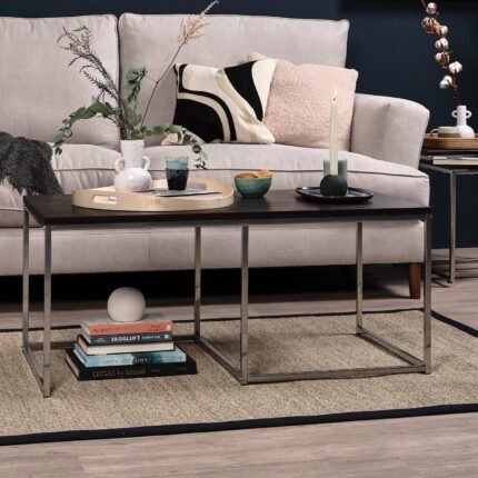 Jay Walnut Coffee Table - Chrome Frame