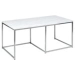 Jay Large Marble Effect Coffee Table - Chrome Frame - Image 6