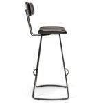 Jayden Black Leather Tall  Bar Stools - Set of 2 - Black Metal Legs - Image 7