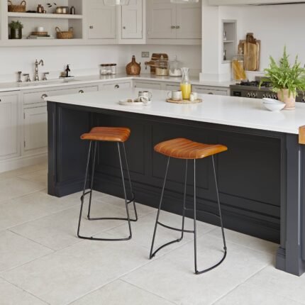 Outlet - Jayden Backless Bar Stool - Set of 2 - Tan Leather