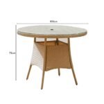 Kemble 4 Seater Garden Round Dining Table - Natural Brown - Image 8