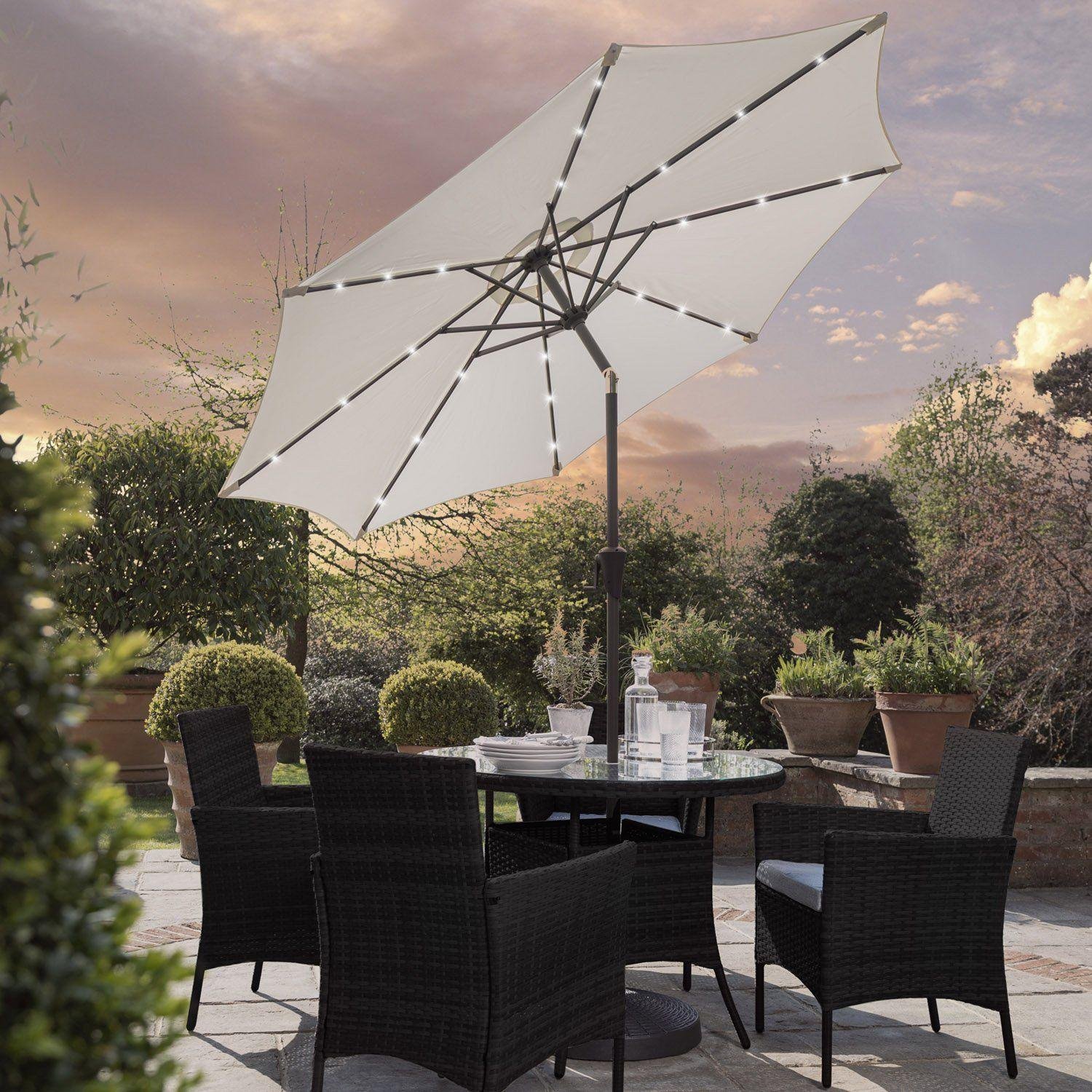kemble-4-seater-rattan-round-dining-set-with-cream-led-premium-parasol-and-parasol-rain-cover-black-laura-james-1 Kemble 4 Seater Rattan Round Dining Set with Cream LED Premium Parasol & Parasol Rain Cover - Black Weave