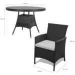 Kemble 4 Seater Rattan Round Dining Set with Cream LED Premium Parasol & Parasol Rain Cover - Black Weave - Image 12