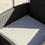 Kemble 4 Seater Rattan Round Dining Set with Grey LED Premium Parasol & Parasol Rain Cover - Black Weave - Image 4