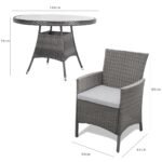 Kemble 4 Seater Rattan Round Dining Set with Cream LED Premium Parasol & Parasol Rain Cover - Grey Weave - Image 13