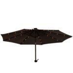 Kemble 4 Seater Rattan Round Dining Set with Grey LED Premium Parasol & Parasol Rain Cover - Grey Weave - Image 11