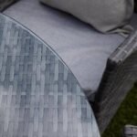 Kemble 4 Seater Rattan Round Dining Set with Grey LED Premium Parasol & Parasol Rain Cover - Grey Weave - Image 7