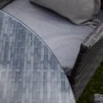Kemble 8 Seater Rattan Round Garden Dining Set with Cream Parasol - Grey - Image 5