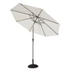 Kemble 4 Seater Rattan Round Garden Dining Set with Cream LED Premium Parasol - Natural Brown - Image 14