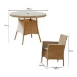Kemble 4 Seater Rattan Round Garden Dining Set with Cream LED Premium Parasol - Natural Brown - Image 18