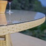 Kemble 4 Seater Rattan Round Garden Dining Set with Cream Parasol - Natural Brown - Image 7