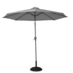 Kemble 4 Seater Rattan Round Garden Dining Set with Grey LED Premium Parasol - Natural Brown - Image 12