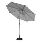 Kemble 4 Seater Rattan Round Garden Dining Set with Grey LED Premium Parasol - Natural Brown - Image 13