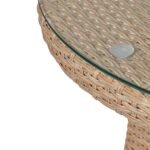 Kemble 4 Seater Rattan Round Garden Dining Set with Cream LED Premium Parasol - Natural Brown - Image 11