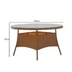 Kemble 6 Seater Garden Round Dining Table - Natural Brown - Image 12
