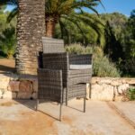Kemble 6 Seater Rattan Round Garden Dining Table Set - Grey - Image 3