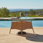 Kemble 6 Seater Rattan Round Garden Dining Table Set - Natural Brown - Image 2