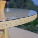 Kemble 6 Seater Garden Round Dining Table - Natural Brown - Image 4